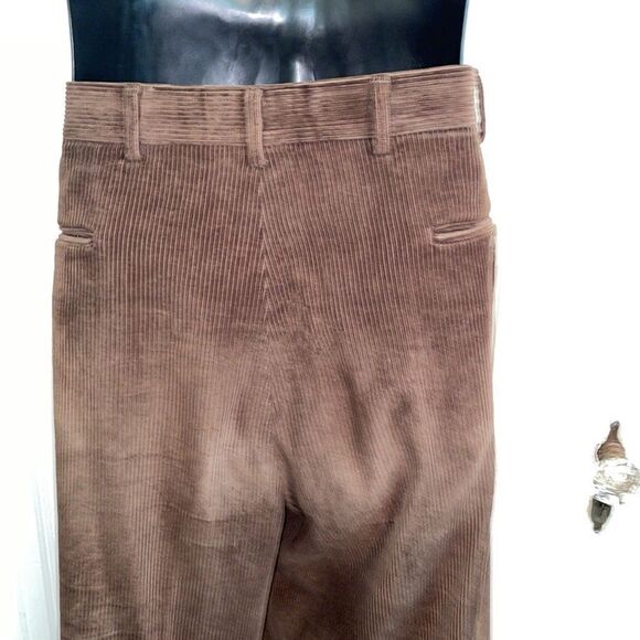 Berle dark brown cotton corduroy pleat front pants - Picture 5 of 9